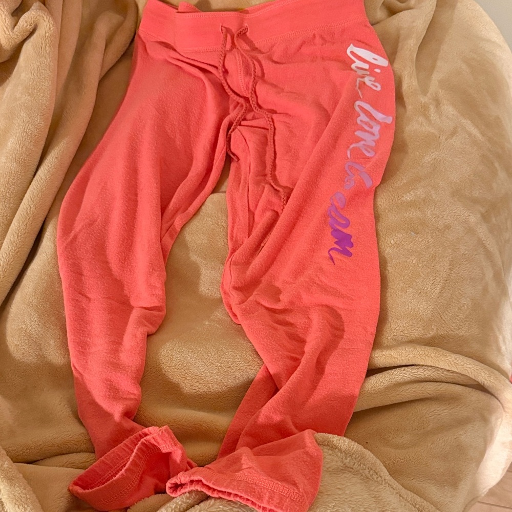 Aeropostale Coral Sweatpants/ Joggers with Motivational Print